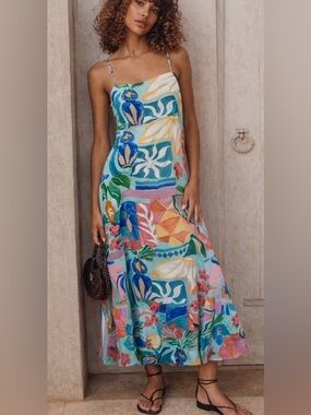 Paper Heart Anthropologie Colorful Patterned Maxi Dress
